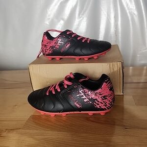 Bravo Youth Soccer Cleats Girls Size 3D Black Pink Athletic Futbol Athletic
